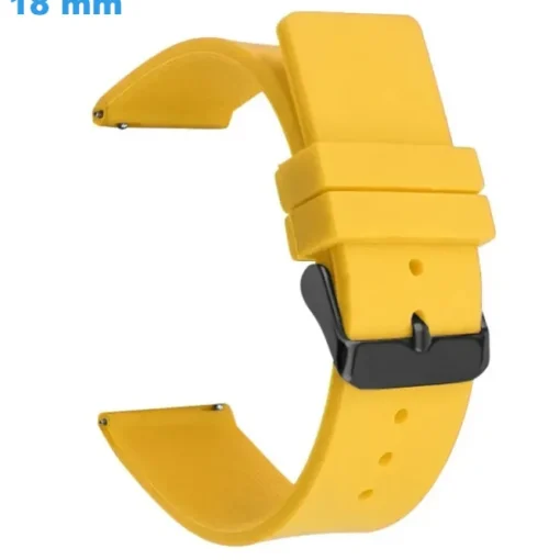 Bracelet 18 mm Caoutchouc fermoir Ardillon pour montre Jaune
