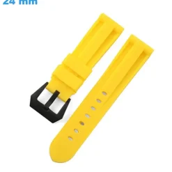 Bracelet 24 mm Caoutchouc Jaune montre boucle Ardillon
