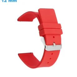 Bracelet 12 mm Caoutchouc Rouge de montre fermoir Ardillon