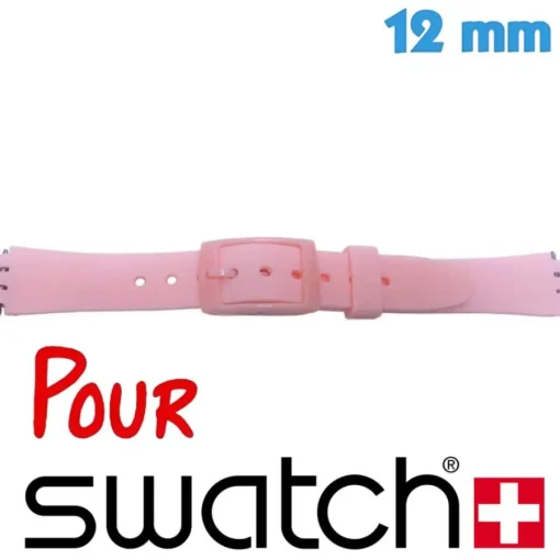 Bracelet 12 mm Caoutchouc Rose montre Swatch