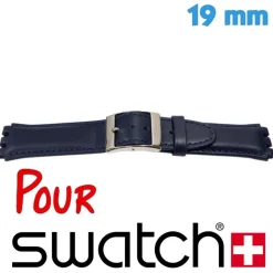 Bracelet 19 mm Cuir Bleu montre Swatch
