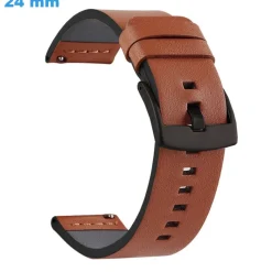 Bracelet 24 mm Cuir PU montre Brun boucle Ardillon