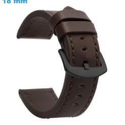 Bracelet 18 mm Cuir PU Noir de montre boucle Ardillon