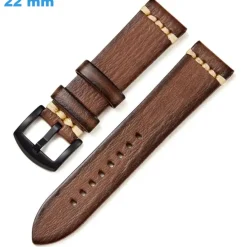 Bracelet 22 mm Cuir Synthétique fermoir Ardillon de montre Brun