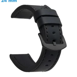 Bracelet 24 mm Cuir Synthétique Noir montre boucle Ardillon