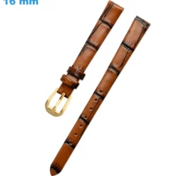 Bracelet 16 mm Cuir véritable montre Brun boucle Ardillon