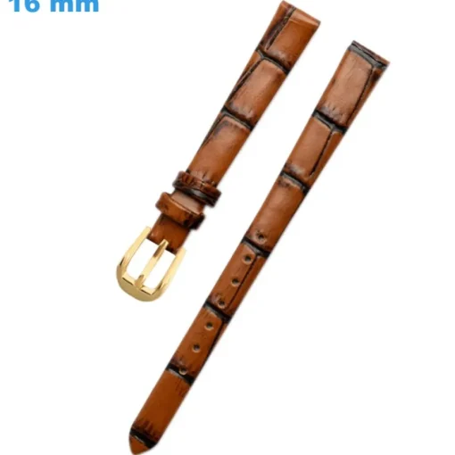Bracelet 16 mm Cuir véritable montre Brun boucle Ardillon