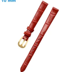 Bracelet 10 mm Cuir véritable Rouge montre Ardillon