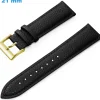 Bracelet 21 mm Cuir véritable Noir pour montre