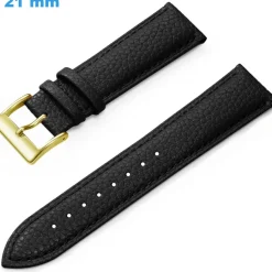 Bracelet 21 mm Cuir véritable Noir pour montre