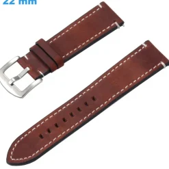 Bracelet 22 mm Cuir véritable Brun pour montre