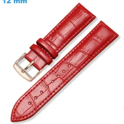 Bracelet 12 mm Cuir véritable Rouge pour montre