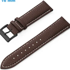 Bracelet 16 mm Cuir véritable montre Brun boucle Ardillon