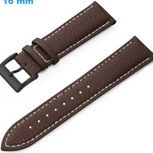 Bracelet 16 mm Cuir véritable montre Brun boucle Ardillon