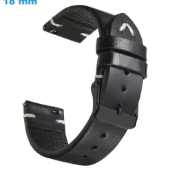 Bracelet 18 mm Cuir véritable montre Noir Ardillon