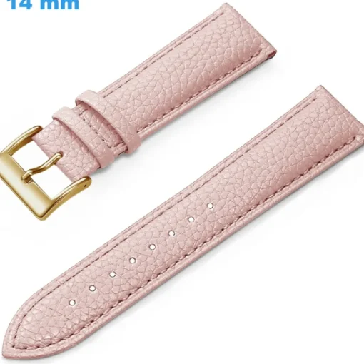 Bracelet 14 mm Cuir véritable Rose montre boucle Ardillon