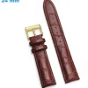 Bracelet 24 mm Cuir véritable Brun de montre Ardillon