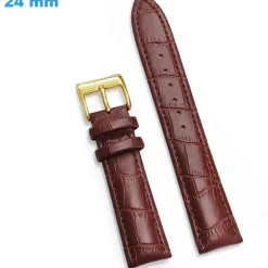 Bracelet 24 mm Cuir véritable Brun de montre Ardillon
