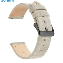 Bracelet 20 mm Cuir véritable montre Beige Ardillon