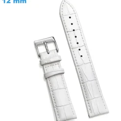Bracelet 12 mm Cuir véritable Blanc montre