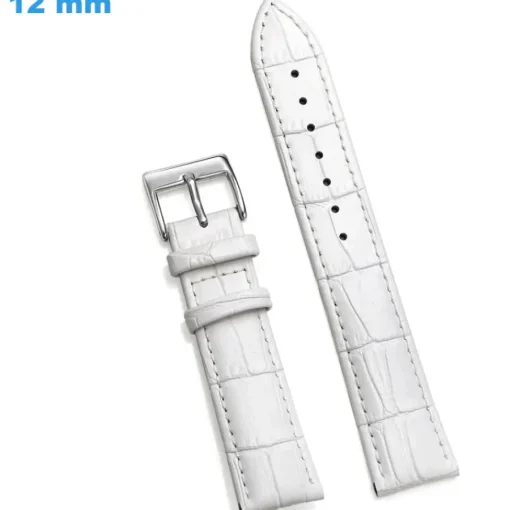 Bracelet 12 mm Cuir véritable Blanc montre