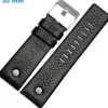 Bracelet 30 mm Cuir véritable Ardillon de montre Noir