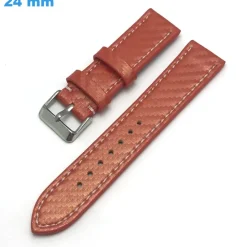 Bracelet 24 mm Cuir véritable pour montre Orange Ardillon