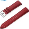Bracelet 12 mm Cuir véritable Rouge pour montre boucle Ardillon