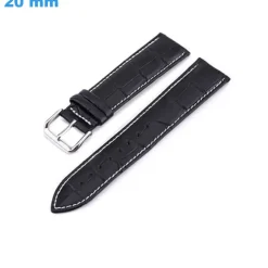 Bracelet 20 mm Cuir véritable Noir montre boucle Ardillon
