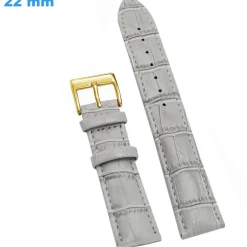 Bracelet 22 mm Cuir véritable boucle Ardillon de montre Gris