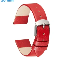 Bracelet 20 mm Cuir véritable Rouge montre boucle Ardillon
