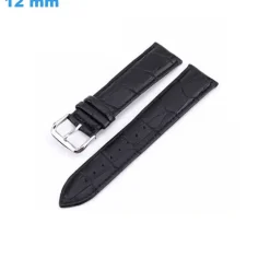 Bracelet 12 mm Cuir véritable fermoir Ardillon de montre Noir
