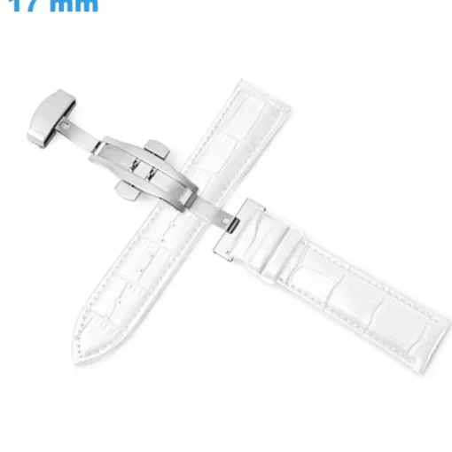 Bracelet 17 mm Cuir véritable Blanc pour montre
