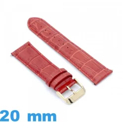 Bracelet 20 mm de montre rouge Cuir véritable de veau de luxe
