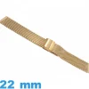 Bracelet 22 mm doré pour montre acier Maille Milanaise