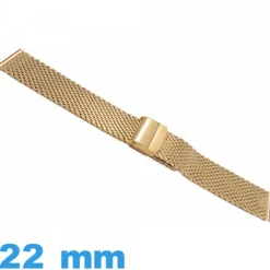 Bracelet 22 mm doré pour montre acier Maille Milanaise