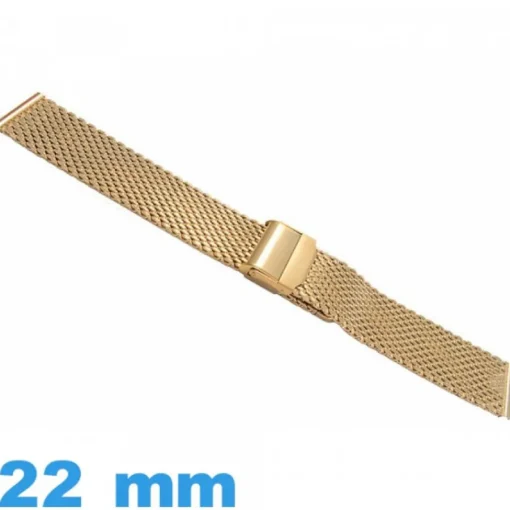 Bracelet 22 mm doré pour montre acier Maille Milanaise