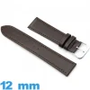 Bracelet 12 mm Marron foncé de montre  Cuir Synthétique Vegan