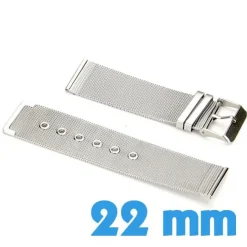 Bracelet 22 mm montre Argenté Maille milanaise acier