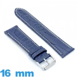 Bracelet 16 mm montre bleu Cuir de veau véritable de luxe à motif d'écailles
