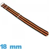 Bracelet 18 mm montre Noir et Orange N.A.T.O tissu