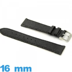 Bracelet 16 mm Noir de montre  cuir Lézard
