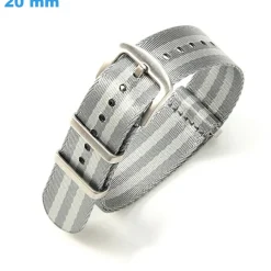 Bracelet 20 mm Nylon boucle Ardillon montre Gris