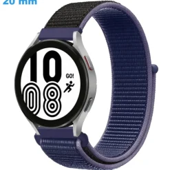Bracelet 20 mm Nylon boucle Velcro pour montre Bleu et Noir