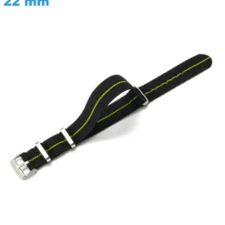 Bracelet 22 mm Nylon boucle Ardillon montre Noir