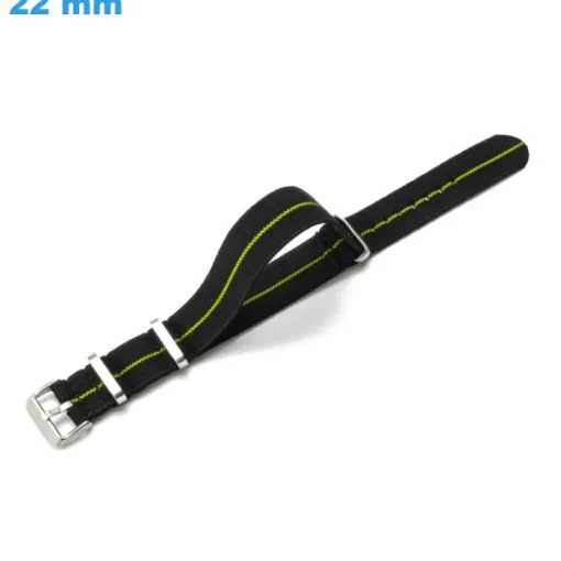 Bracelet 22 mm Nylon boucle Ardillon montre Noir