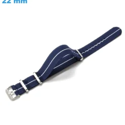 Bracelet 22 mm Nylon fermoir Ardillon montre Bleu