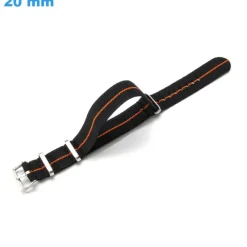 Bracelet 20 mm Nylon montre Noir