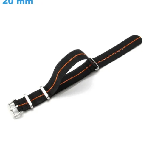 Bracelet 20 mm Nylon montre Noir