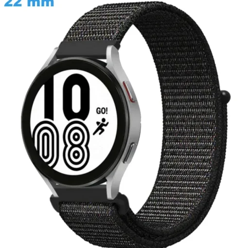 Bracelet 22 mm Nylon Noir montre fermoir Velcro